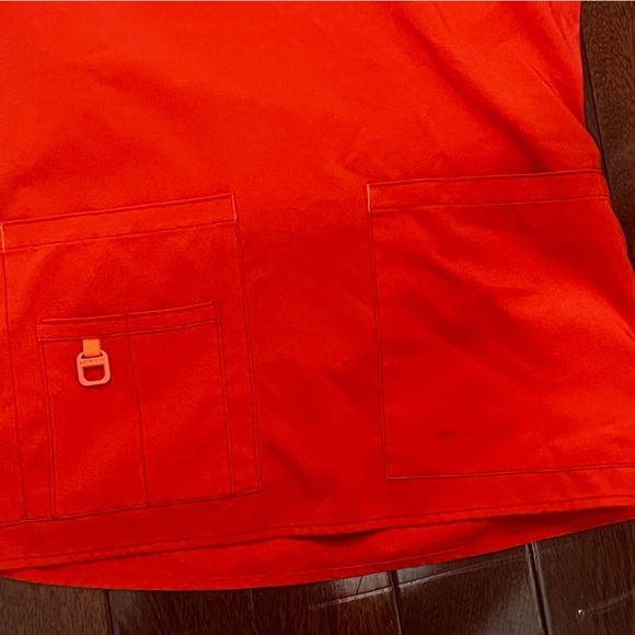 Bright Red V-Neck Scrub Top - Picture 2 of 5